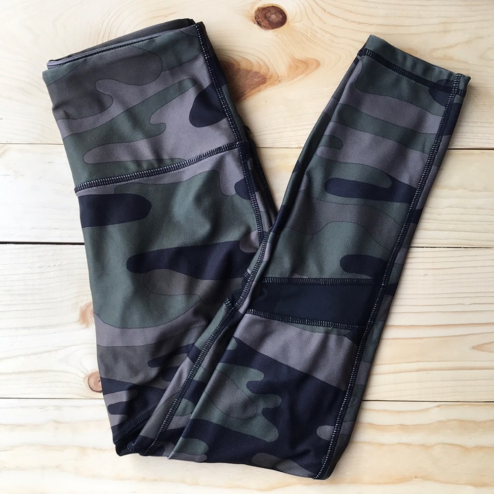 camo athletic pants, with mesh sections